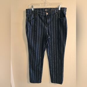 Style & Co. Women's Dark Blue Striped Skinny Jeans
